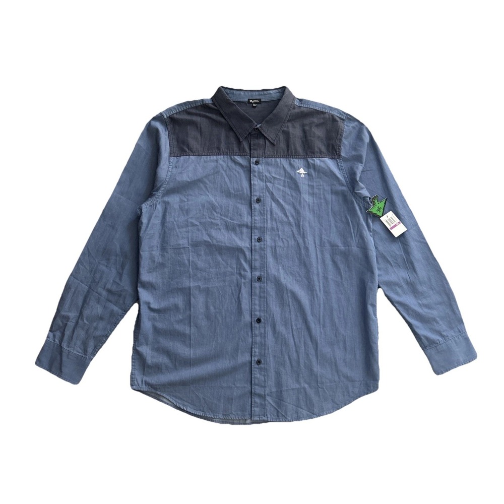 LRG Mens Woven Button Up Shirt Contrast Panel Workwear Streetwear Size 2XL NWT
